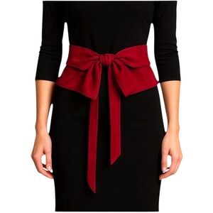 Burgundy Red Microfiber Faux Suede Wide Tie Belt